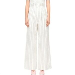 New Rebecca Taylor Striped Wide Leg Suit Pants Snow and Black NWT Women’s 0
